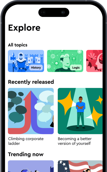 The Loomi app showing the Explore screen with topics and lessons